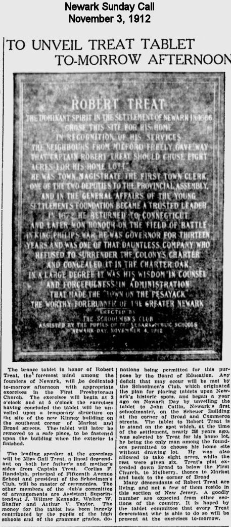 To Unveil Treat Tablet Tomorrow Afternoon
November 3, 1912
