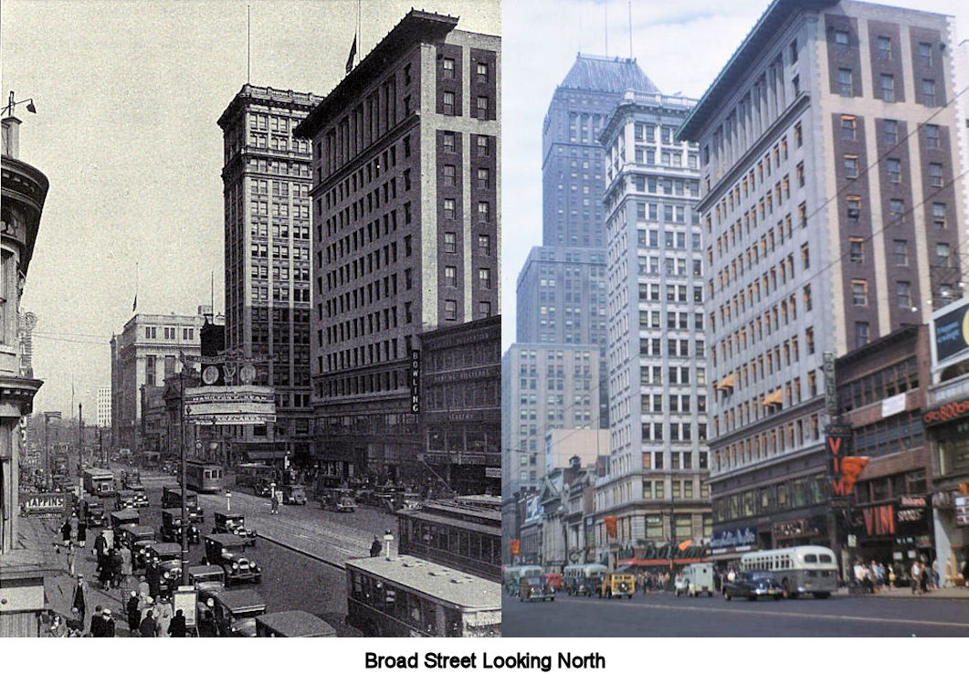 Broad Street Looking North From 792
Before and After the National Newark Building
