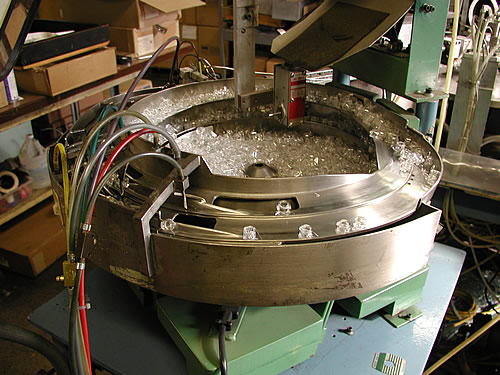 Vibratory Feeder Bowl on Assembly Machine
