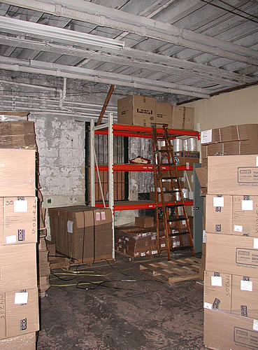 Tracks on ceiling of Park Ave Warehouse
