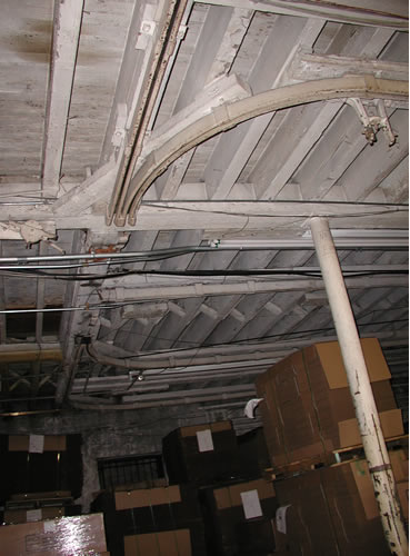 Tracks on ceiling of Park Ave Warehouse
