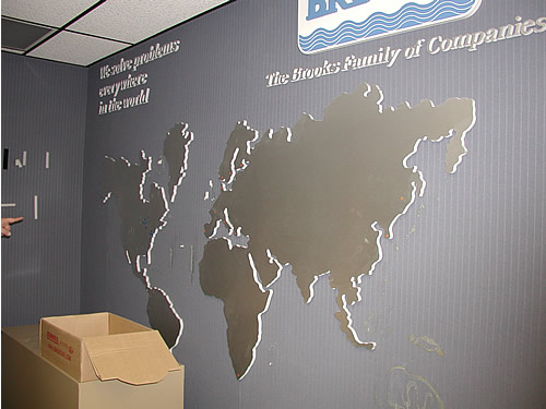 World Map showing Brooks Facility Locations
