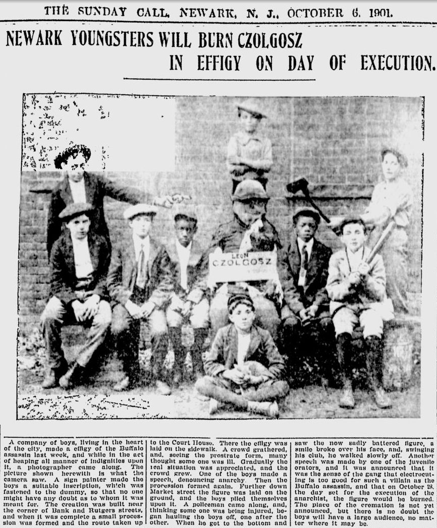 Newark Youngsters Will Burn Czolgosz in Effigy on Day of Execution
October 6, 1901
