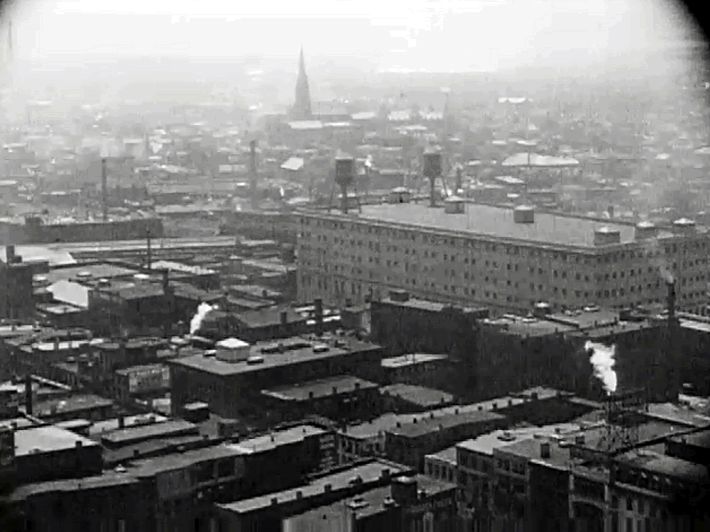 Looking East to the Ironbound
St. James RC Church in the background
