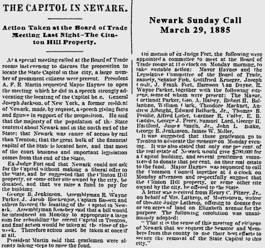 The Capitol in Newark
March 29, 1885
