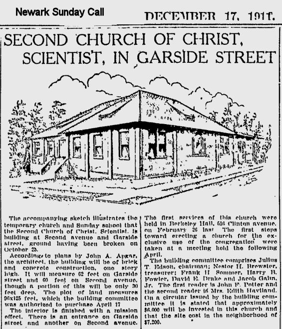 Second Church of Christ Scientist in Garside Street
December 17, 1911
