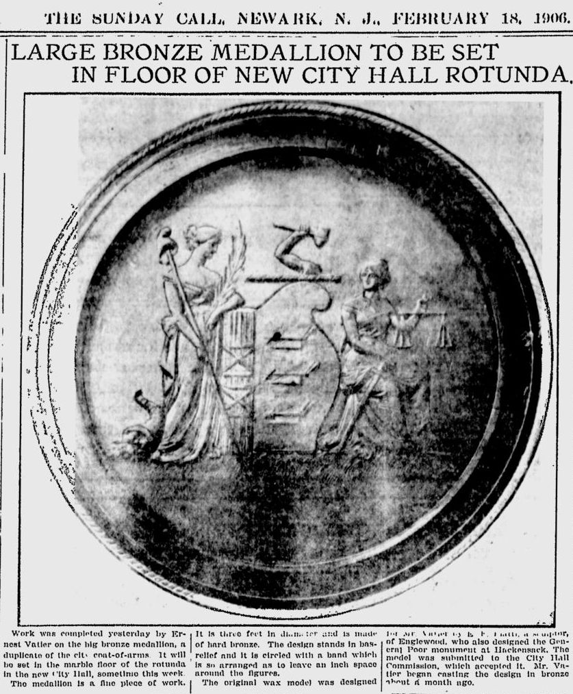 Large Bronze Medallion to be Set in Floor of New City Hall Rotunda
February 18, 1906
