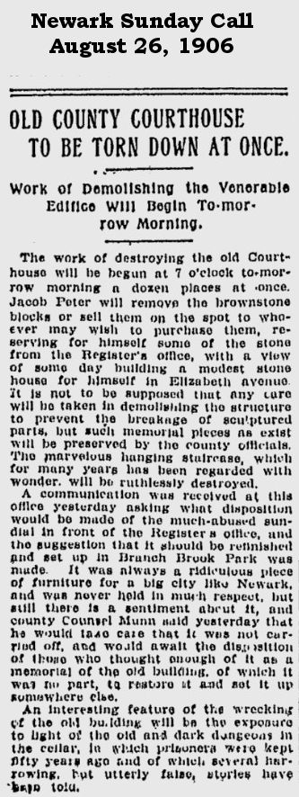 Old County Courthouse to be Torn Down at Once
August 26, 1906
