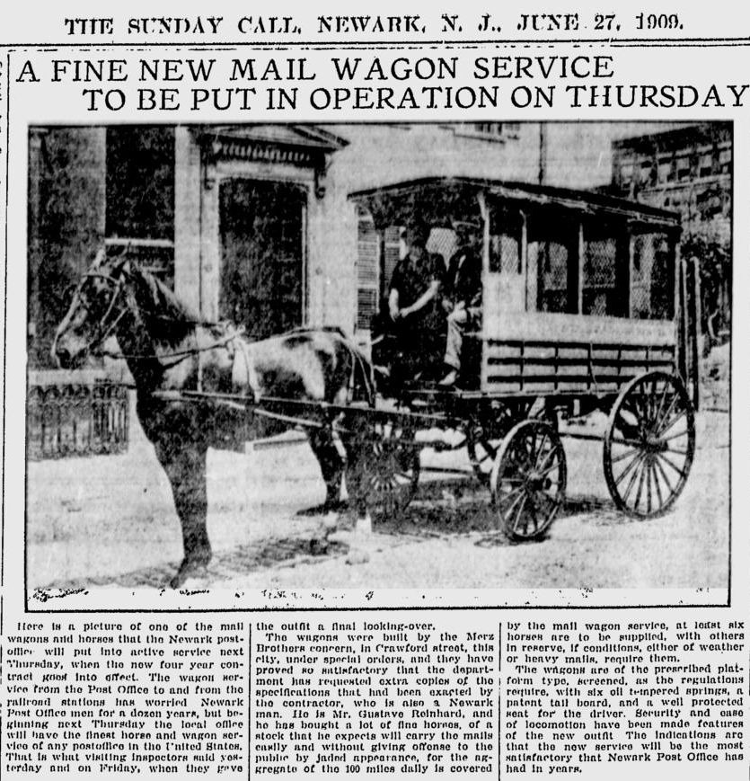 A Fine New Mail Wagon Service to be Put in Operation on Thursday
June 27, 1909
