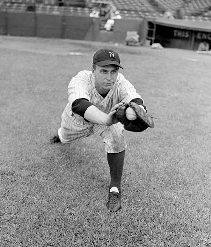 Ellsworth 'Babe' Dahlgren
Newark Bears' first and third baseman Ellsworth 'Babe' Dahlgren, 24, at Ruppert Stadium. 
Photo by Seymour Wally
