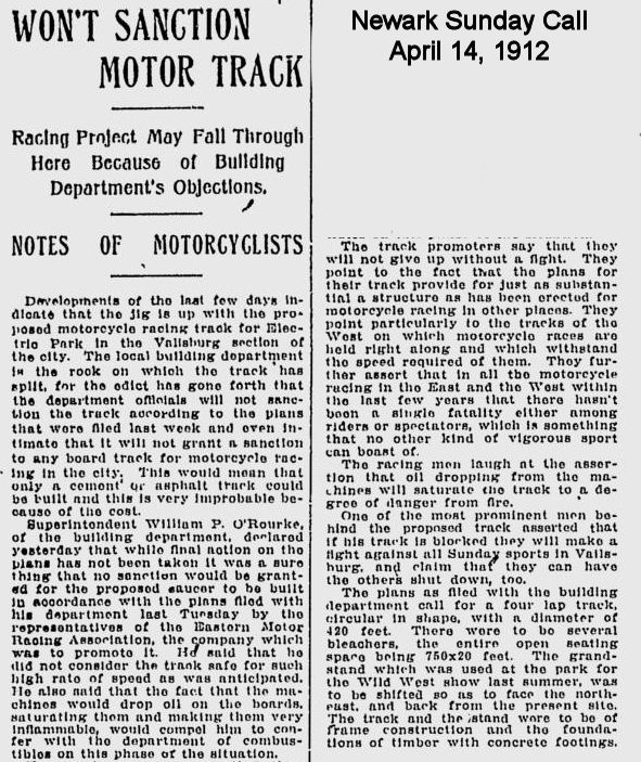 April 14, 1912
Won't Sanction Motor Track
