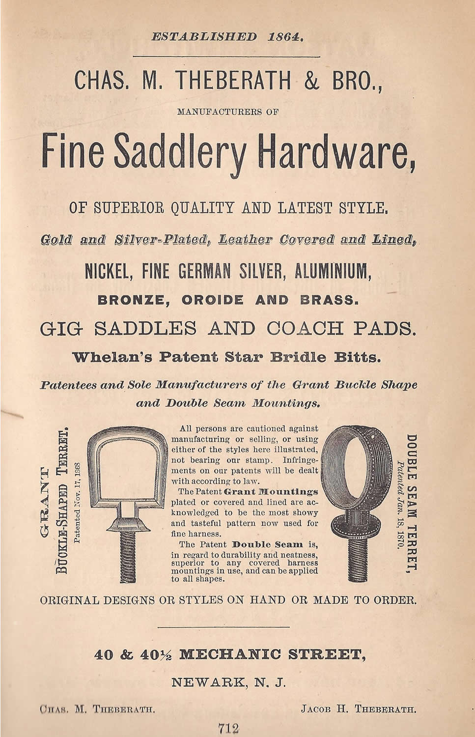 Chas. M. Theberath & Bro - Fine Saddlery Hardware
